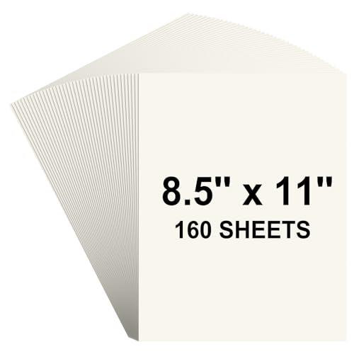 160 Sheets Cream Cardstock Paper 8.5 x 11 Ivory Card Stock Bulk Printer Papers Off White Construction Paper Color Card Stock Cover for Scrapbook Printing DIY Cards Making Craft Invitation Menu 180gsm