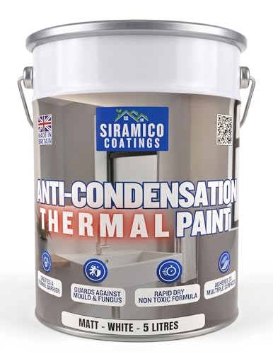 SIRAMICO COATINGS Anti Condensation Thermal Paint | 1 & 5 Litres - Matt White | British Made (5 Litres)