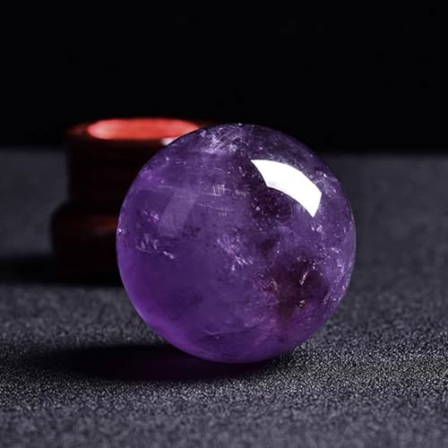 Cristal d'améthyste violet en sphère de 40mm, idée cadeau déco avec socle