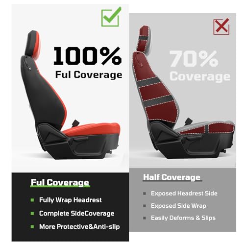 Image of Custom Leather Car Seat Covers for Ford Mustang 2015-2023 Coupe, Black /Red
