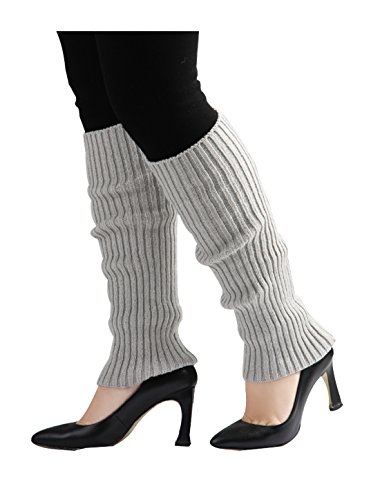 Image of uxcell Women's Knitted Design Solid Warm Thick Knee High Length Ribbed Leg Warmers