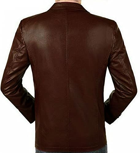 Mens Slim Fit Blazer Jacket Genuine Leather Formal Business Coat3