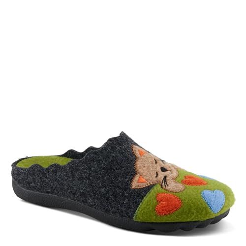 Flexus Spring Step Cuttlecat Cute Slippers for Women Indoor - Wool Felt Kitten Embroidery Comfortable Slide On House Shoes for Women2