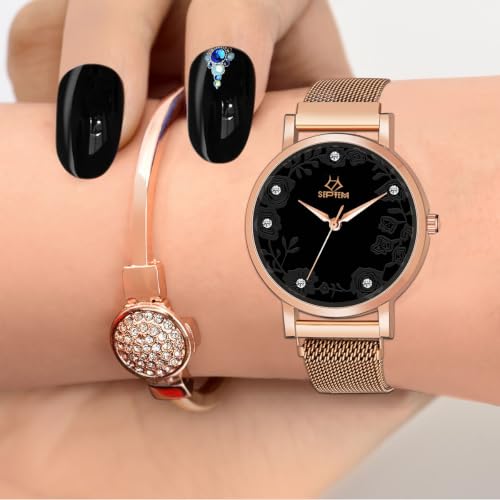 Image of Septem Adjustable Lieather Belt Stylish Dial Watch for Girls and Woman Analog Wrist Watch for Women (SP-147.White-Septem PT)