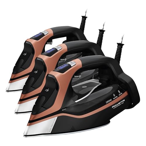 Image of Rowenta Iron Steam Force Pro Steam Iron for Clothes,1850 Watts,5 Presets Smart Screen,Stainless Steel Soleplate,High-Efficiency Handheld Ironing,Black Copper,DW9580,(Pack of 3)