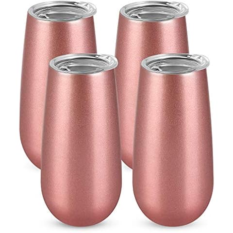 4 Pack Rose Gold Insulated Champagne Flutes Cover