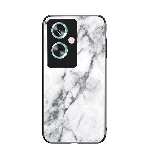 Jiajihua Cover Compatible with Oppo A79 5G / A2 5G 【PC Panel+Tempering Glass+TPU Silicone】 3 in 1 Shockproof Phone Case White