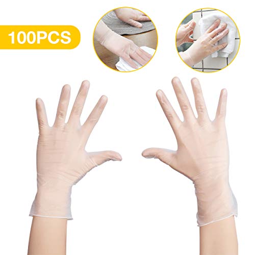 Pathonor PVC Gants?100pcs Transparent De Jetables Usage Domestique Cuisine Nettoyage Gant?Size?M