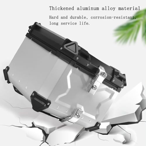 Coffre de moto en aluminium argenté haut de gamme avec serrure de sécurité - 3