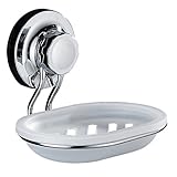 UNILLAP suction cup soap dish Powerful Vacuum Stainless Steel Soap Holder for Bathroom & Kitchen chrome (Soap Dish)