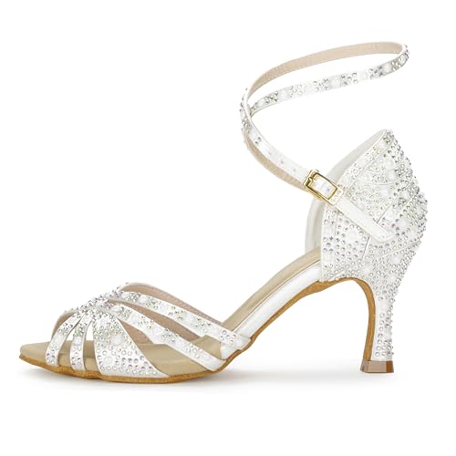 Image of Latinsoul Y205-36 Women's Crystal Rhinestone Latin Dance High Heel Shoes - Stylish Adjustable Strap Design Comfortable Dance Shoes
