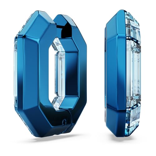 Swarovski Lucent Hoop Earrings, Octagon Shape, Small, Blue