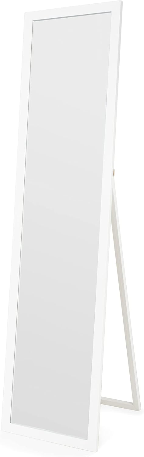 Home Selections Full Length Wooden Freestanding Cheval Mirror, 35x140cm, White