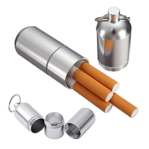 Mini Zigarettenetui aus Aluminium Schlüsselanhänger Zigarettenetui zigarettenspender Wasserdichte Runde Zigaretten Taschen Box Schlüsselanhänger Zigarettenetui für Raucher Freien Herren Damen Cover
