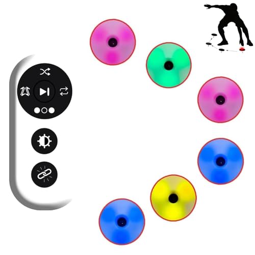 RENJJPBO 6PC Reaction Training Lights, Agile Fitness Light with 4 Light Colors and 4 Modes, 270° Viewing Angle and Smart Remote Control, 56MM Round Design