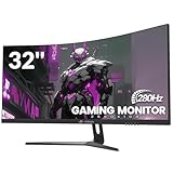 CRUA 32 Zoll Curved Ultrawide Gaming Monitor, 2K QHD(2560x1440), 280Hz,1ms, 1500R, VA, HDR 10, 2xHDMI (2200Hz or 240Hz), DP (280Hz), AdaptiveSync, DCI-P3 90%, SRGB100%, VESA 75x75mm, Augenpflege