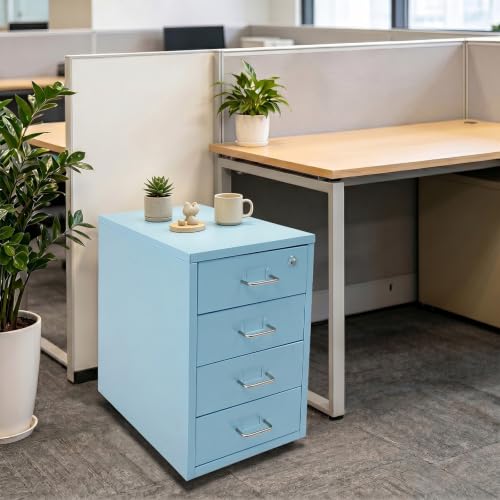Image of 4 Drawer File Cabinet with Lock Steel Mobile Filing Cabinet for Office Home