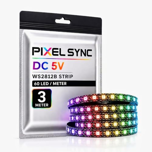 Image of WS2812B RGB Pixel Strip 3M, 180 Individually Addressable LEDs, 5V Digital Programmable LED Strip for DIY Electronics, STEM, Robotics, IoT & Maker Projects(3 Meter, 60 LED /Meter)