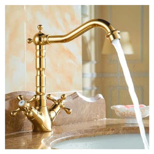 Robinet de lavabo pivotant à 360° et double commande chaude froide