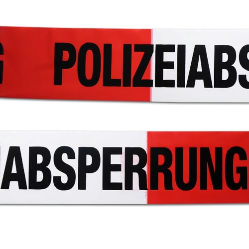 Partydeko Absperrband Polizei Kindergeburtstag Mottoparty - Rot-Weiß, Polizeiabsperrung Schriftzug, 100 cm x 8 cm, Kunststoff, 2 Stück