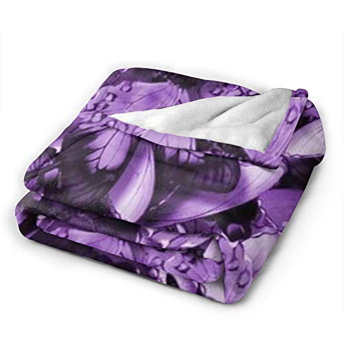 60"X50" Comfort Throw Blankets Ultra Soft And Fluffy Blankets Throw Blankets For Couch And Living Room Fall Winter And Spring - Purple Butterflies Blankets #TOP1