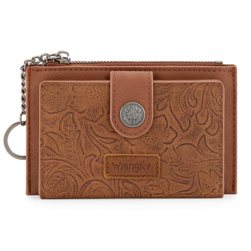 Montana West X Wrangler Small Womens Wallet Slim Credit Card Holder Minimalist Brown Keychain Wallet Compact Western Card Organizers