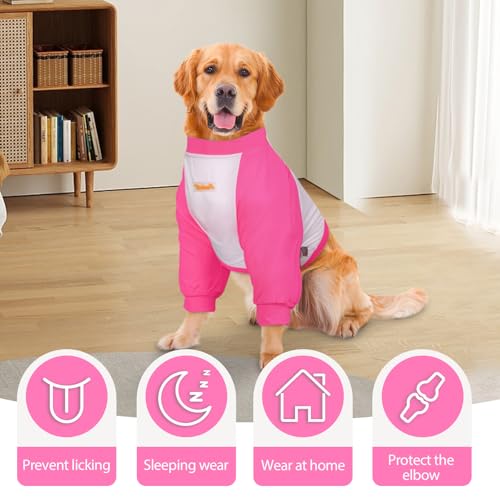 Image of Dog Recovery Suit, Recovery Sleeve for Dogs, Dog Elbow Braces Protector for Leg Injuries & Joint Pain, Dog Cone Alternative to Stop Licking Leg Wounds, Bright Pink (XL), X-Large