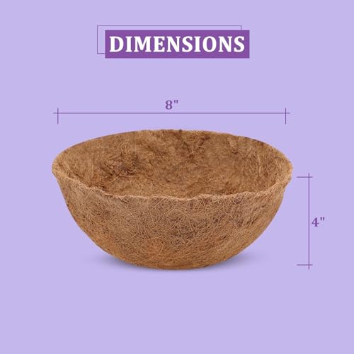 GROWNEER 3 Pack 8in Coconut Fiber for Plants Round Hanging Basket Liner Wall Planter Insert Replacement Coco Coir Liner for Window Box, Fence Flower Baskets Pot for Porch, Patio & Garden (3, 8 inch) - Thumbnail 4