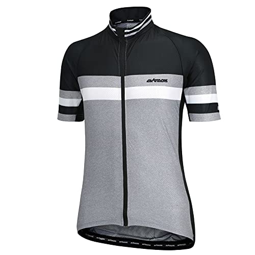 Airtracks Maillot de ciclismo de manga corta Pro Line III - Jersey - Transpirable - Secado rápido - Reflectores, negro y gris, S Cover