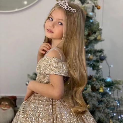 Pageant Dresses for Girls Sequin Off Shoulder Flower Girl Dresses Sparkly Ball Gown Kids Dress2