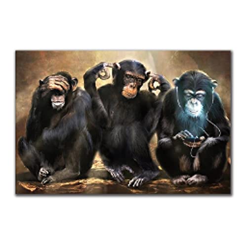 Toile singe orang-outan marrant 60x80cm non encadrée pour décoration murale de chambre d'enfant