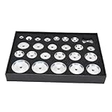 Jectse 25 Matrices para Cerrar Cajas Traseras de Reloj, Kit de Matrices de Mariposa Redondas y Planas de Aluminio para Reparación y Mantenimiento, Matriz de Prensado de Cajas de Reloj