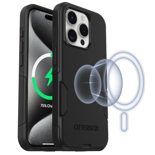 OtterBox iPhone 15 Pro Commuter Series Case - MagSafe Edition - Black, Slim & Tough, Pocket-Friendly, with Port Protection