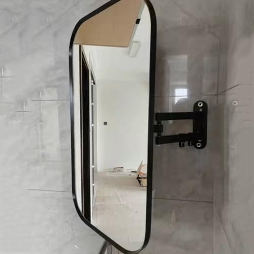 Lustro narożne obracane o 360° – aluminiowe lustro do makijażu w jakości HD, wodoodporne, duży rozmiar, 50 x 80 cm, stylowa dekoracja domu dla idealnego odbicia