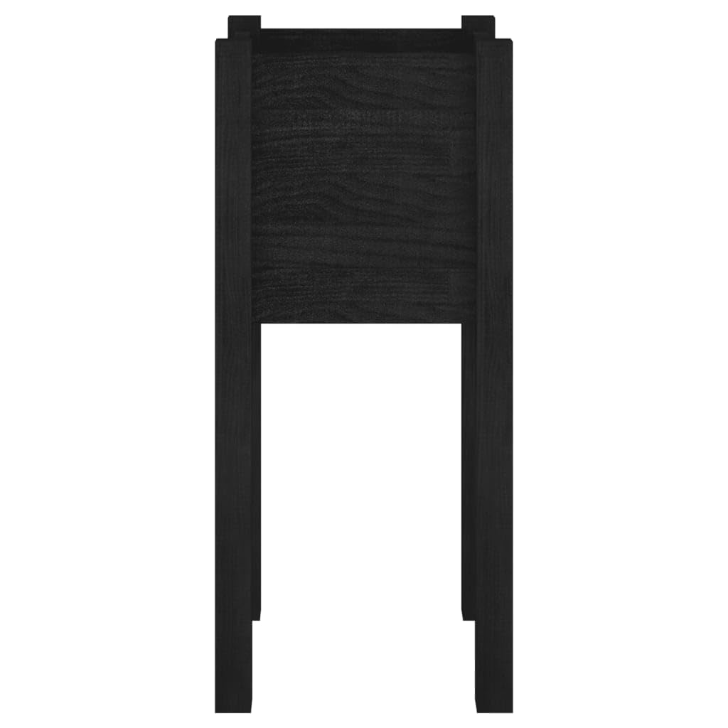 Fioriera nera, 31 x 31 x 70 cm, aiuola rialzata in legno di pino massiccio, per giardino, terrazza, balcone, stabile fioriera rettangolare, alta per fiori ed erbe