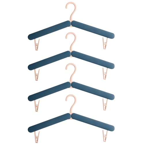 Travel Hangers, 4Pcs Foldable Clothes Hanger with Clips for Home, Hotel, Travel, Camping