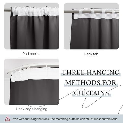 Image of RYB HOME Room Divider Curtains with Flexible Ceiling Track Wall Mount /Ceiling Mount for Sliding Door, Blackout Floor to Ceiling Drapess with Hooks for Living Room, Grey, W100 x L108, 1 Panel