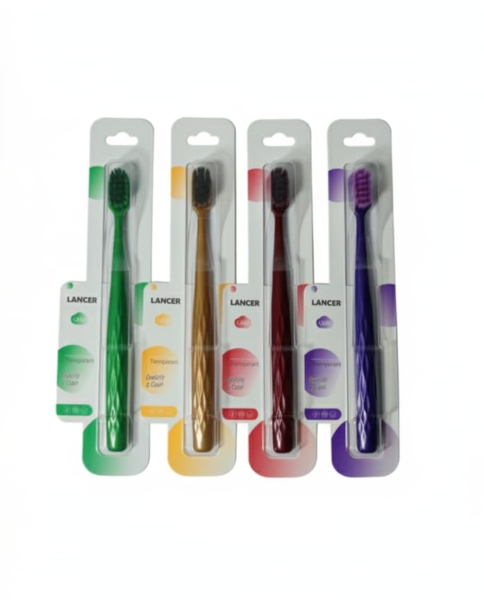 LANCER Premium Toothbrush Set 2 piece, Multi-Color Bristles, Bathroom Oral Care Kit with Stand, Ergonomic Design for Daily Dental Hygiene-image-9