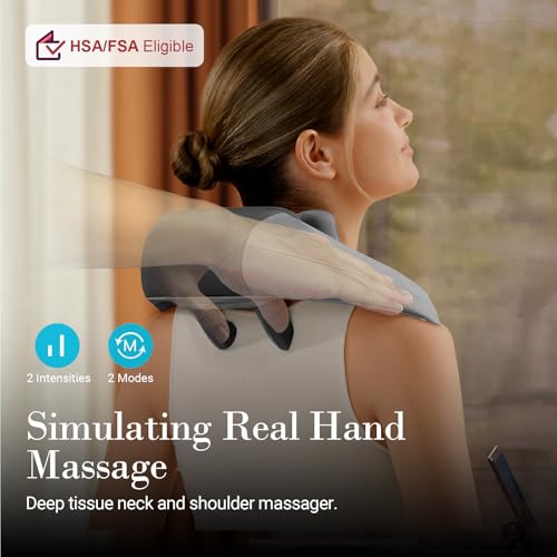 Image of CuPiLo Shiatsu Neck and Shoulder Massager with Heat - HSA Eligible, Cordless 4D Deep Tissue Kneading Massager, Rechargeable Massage for Neck, Shoulder,Ideal Gift for Women,Men