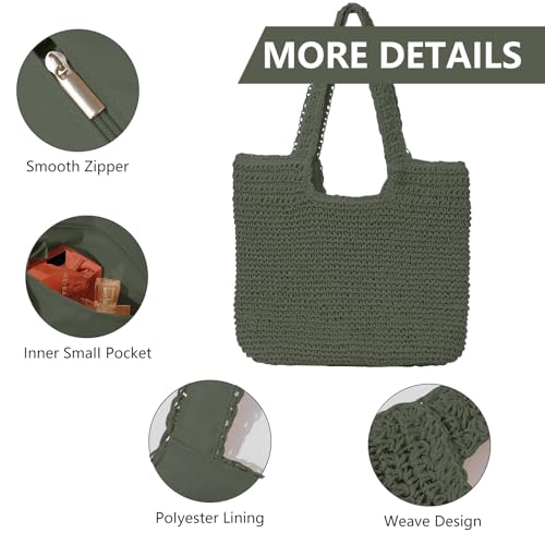 Image of GOLDTIMO Beach Bags for Women - Summer Soft Large Woven Shoulder Purse Handbag, Beach Tote Straw Bag for Summer Vacation