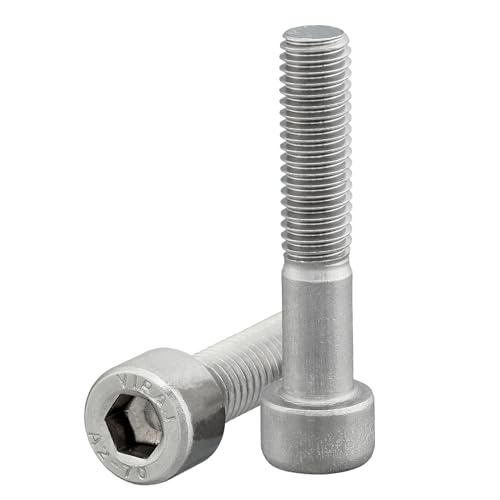 Vite a testa cilindrica con esagono incassato secondo la norma DIN 912/ISO 4762, filettatura parziale in acciaio inox A2 V2A, vite a testa cilindrica (M6 x 60 mm, 10 pezzi).