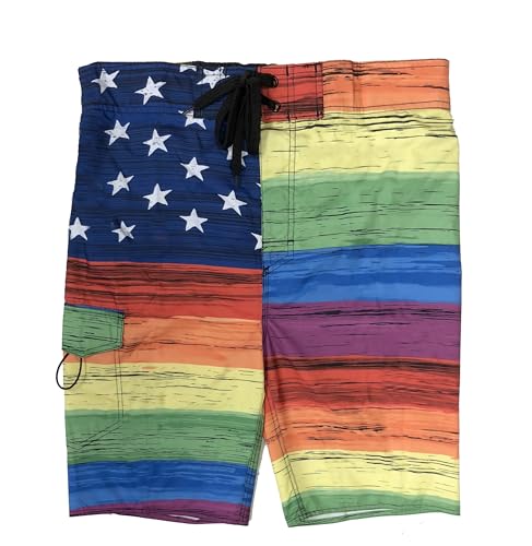 Licensed-Mart Men's Patriotic American USA Flag Shorts Swim Run Trunks3