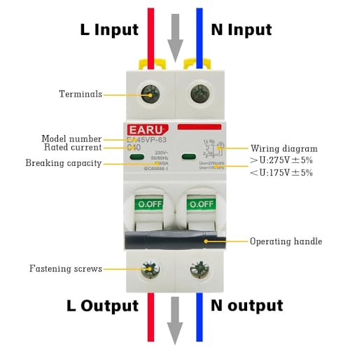 Disjoncteur AC MCB Type C courbe C monophasé 6A à 63A compact - 7