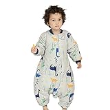 ✅ 【Con mangas largas desmontables】 Con mangas largas desmontables, se puede utilizar como saco de dormir tipo chaleco. Las piernas están separadas y el dobladillo se ensancha en un 20% para garantizar que su bebé esté más cómodo y libre de usar durante todo el día.