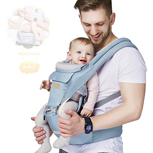 KASTWAVE Baby Carrier, 6-in-1, Newborn to Toddler (Blue, Cotton, Hand Wash, Unisex, Parents & Caregivers)