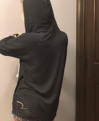 Image of Womens Long Sleeve V Neck Hoodie Sweatshirts Lightweight Pullover Tops