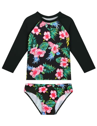 Image of Snowheart Girls Rash Guard Sets Long Sleeves Swimsuit 2 Pieces Tankini Bathing Suit Swimwear for Girls 3-12 Years