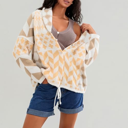 Image of Cardigan Sweaters for Women Button Down Shawl Collar Oversized Sweater Coats Y2k Print Cardigans Fall Fashion