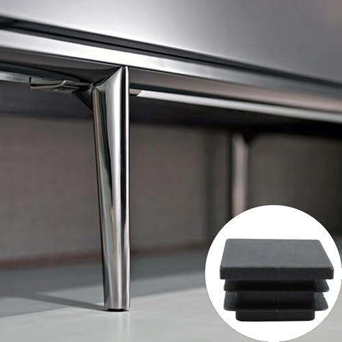 Image of 24PCS Black Plastic Square Tube Caps, Furniture Leg Caps, 32mm /1.25inch Square Plastic Hole Plugs
