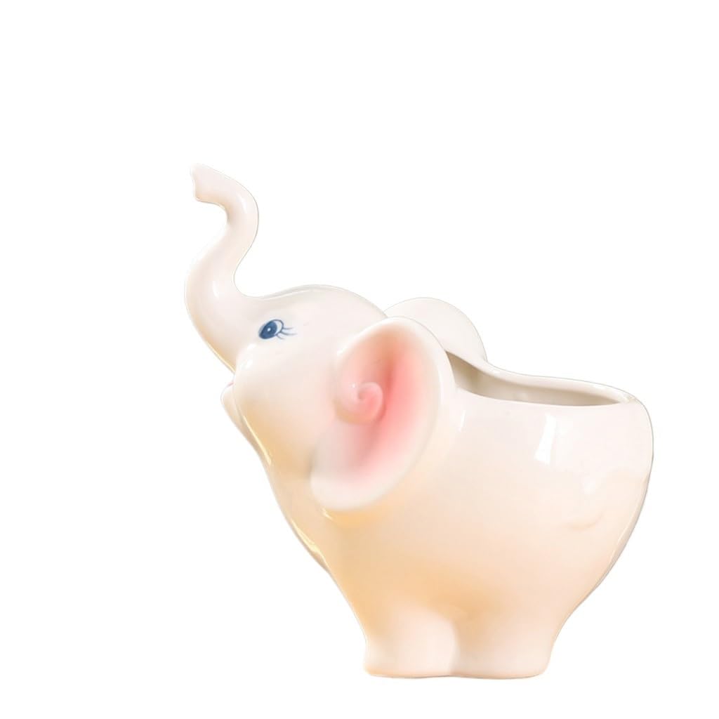 GELASIGE Flower Pots Creative Succulent Flowerpots, Animal Elephant Ceramic Flowerpots, Tabletop Potted Plant Ornaments Outdoor Flower Pots